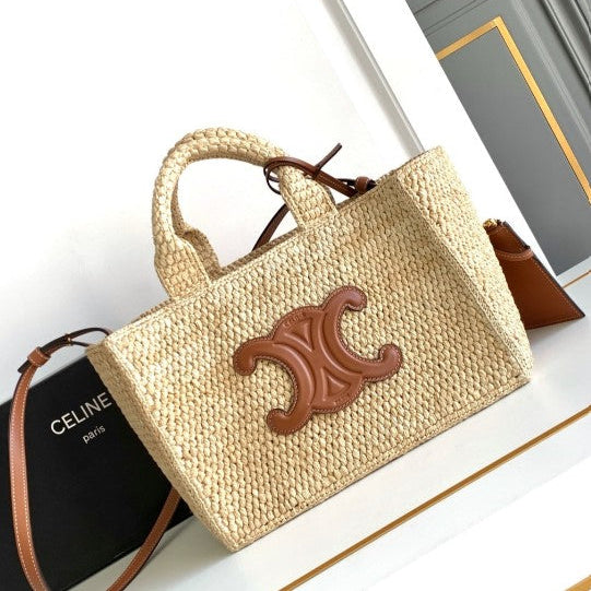 Celine - Small Cabas Thais Raffia Calfskin Top