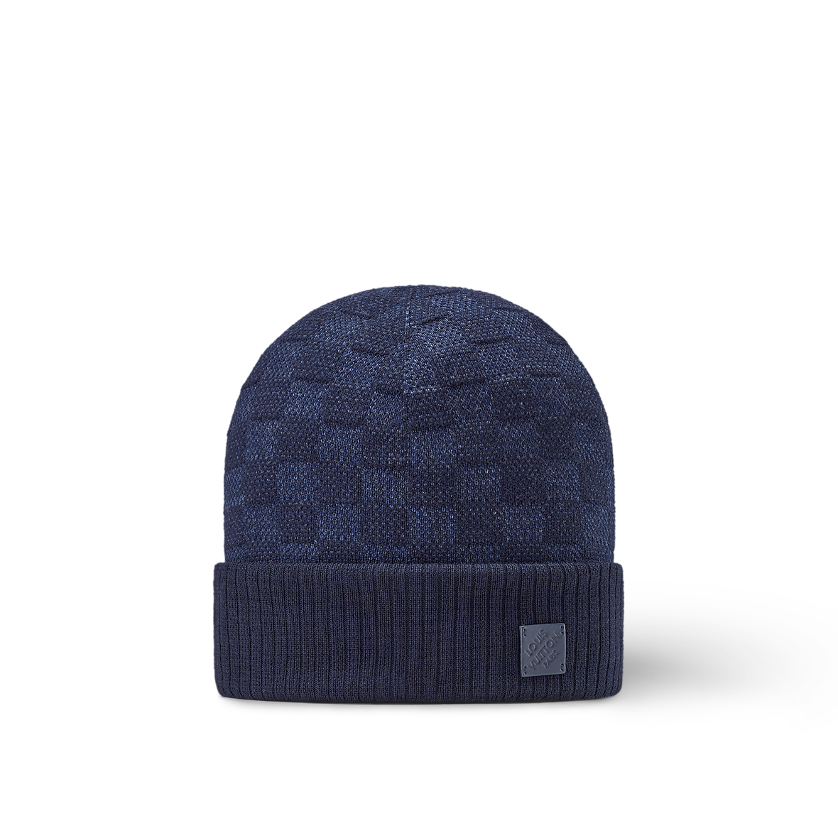 Bonnet et Écharpe Néo Petit Damier Bleu Marine