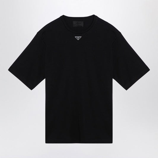 T-shirt noir Prada avec logo triangle