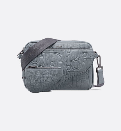 Triple Pouch Saddle Cuir Gris