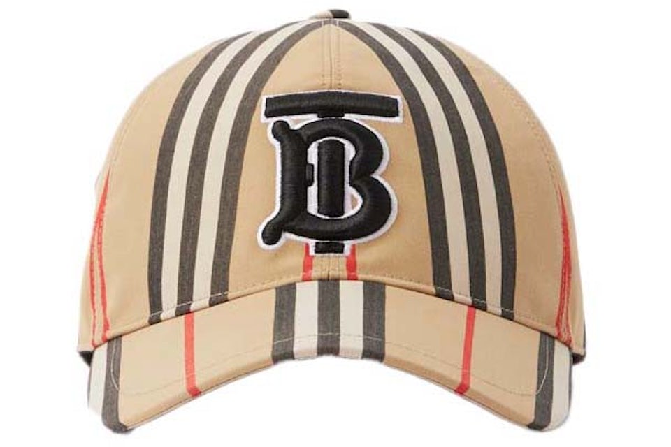 Casquette de baseball coton carreaux traditionnels monogramme beige